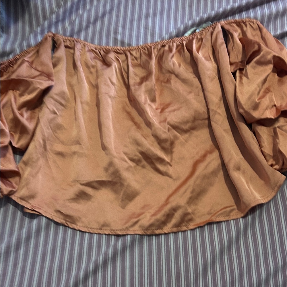 Forever 21 Peach Off-Shoulder Crop Top